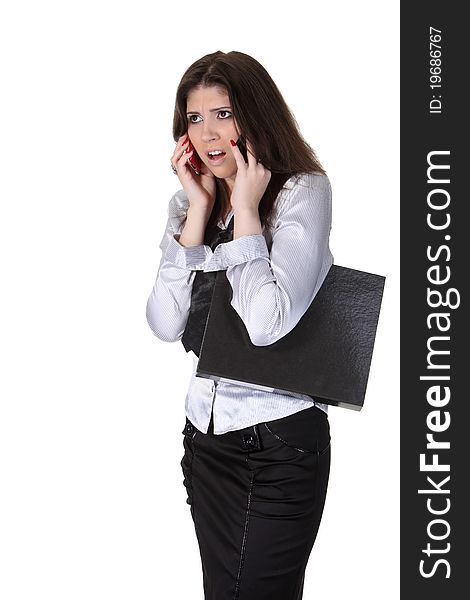 Businesswoman Speak Two Phones