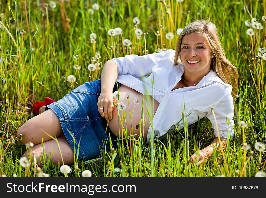 Woman Outdoor With Dandelion