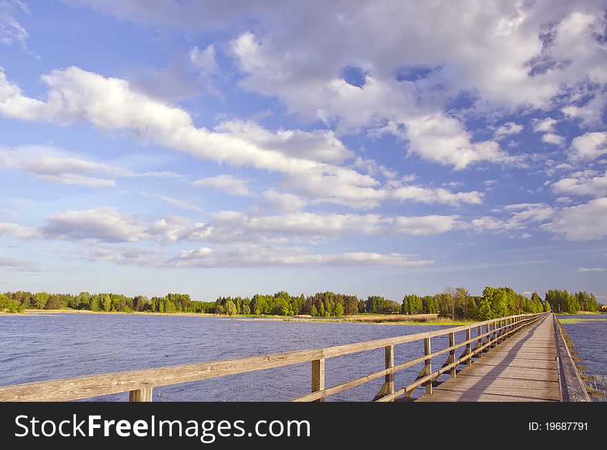 Wooden Bridge On Lake