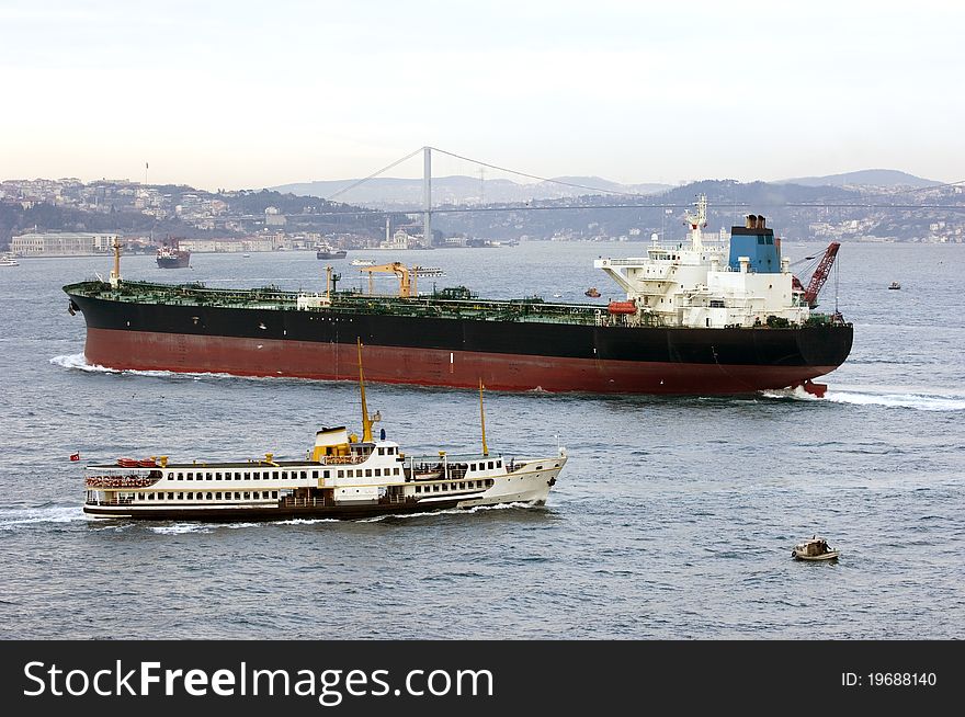 Oil Tanker in Bosphorus, Istanbul-Turkey. Oil Tanker in Bosphorus, Istanbul-Turkey