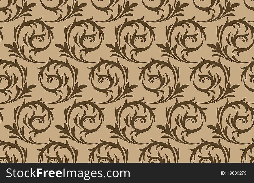 Seamless brown pattern on a beige background. Seamless brown pattern on a beige background