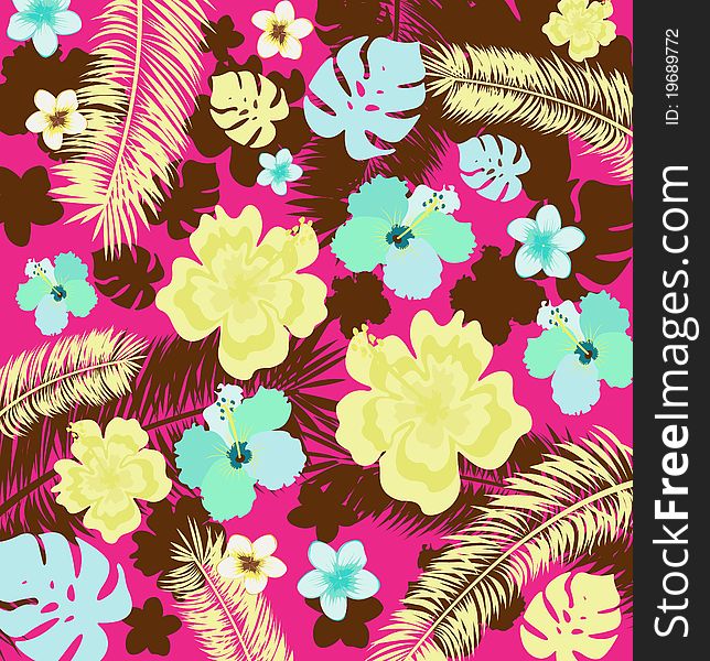 design whith tropical flowers, illustration. design whith tropical flowers, illustration
