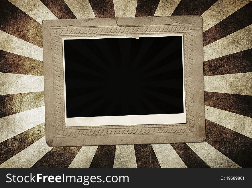 Old retro photo frame on vintage background. Old retro photo frame on vintage background