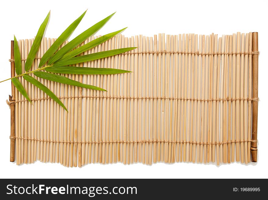 Bamboo background with green leaf