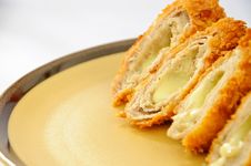 Japanese Deep Fried Roll Pork With Cheese. Royalty Free Stock Photo