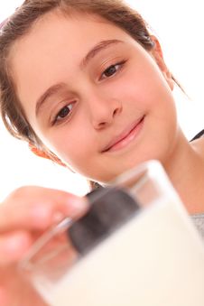 Girl Eating Cookies And Milk Royalty Free Stock Photos Girl Eating Cookies And Milk Royalty Free Stock Photos