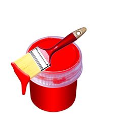 Paint Bucket And Brush Stock Photos