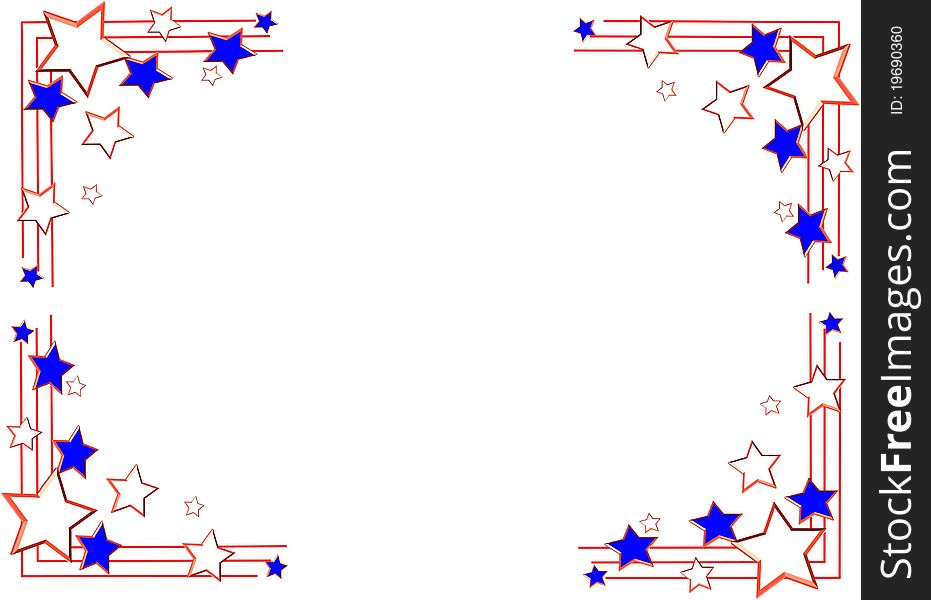 Border for usa birthday in red,white,blue stars on white. Border for usa birthday in red,white,blue stars on white