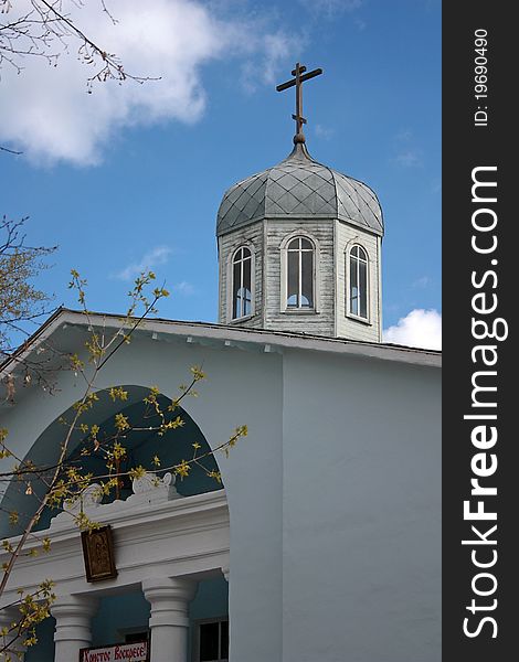 Orthodox church on a background of the blue sky