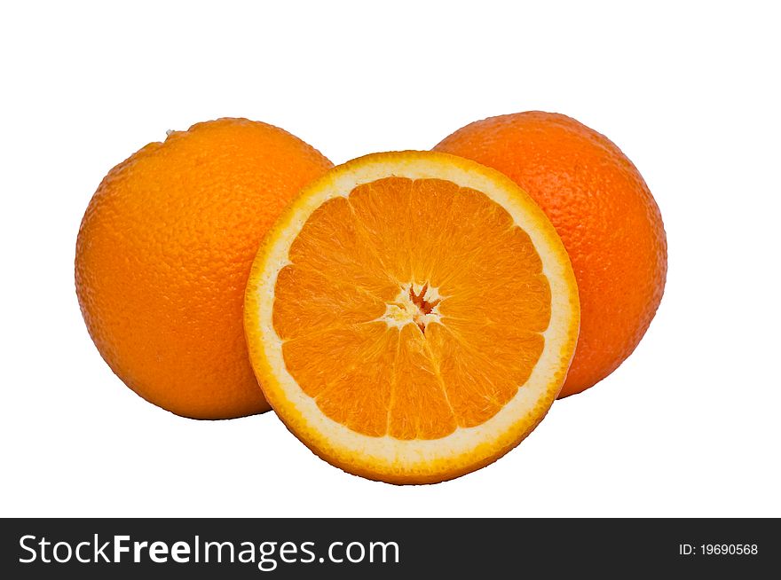 Fresh Orange Fruit On White Background