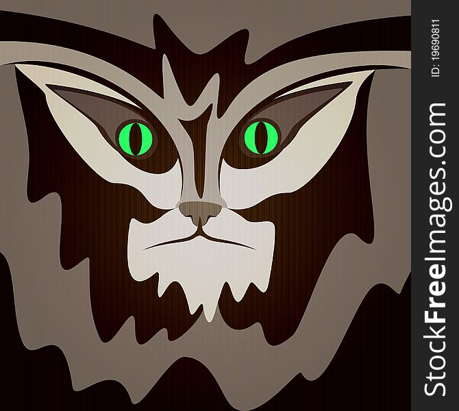 Gothic cat with green eyes.EPS-10. Gothic cat with green eyes.EPS-10.