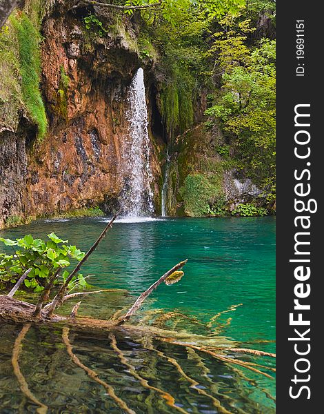 Plitvice lakes in Croatia - nature travel background