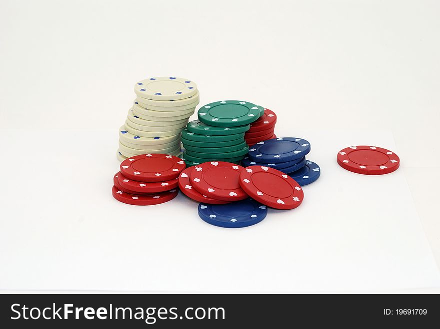 A Stack of Multicolored Poker Chips