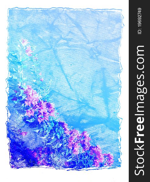 Handmade batik paper with floral decoration -background for your text. Handmade batik paper with floral decoration -background for your text