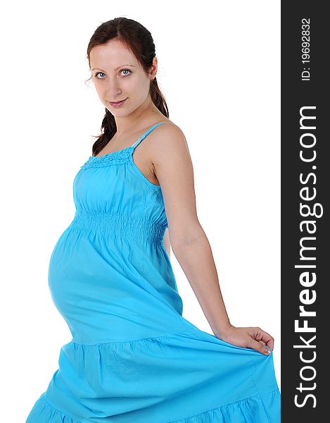 Beautiful pregnant woman in blue dress. portrait. Beautiful pregnant woman in blue dress. portrait