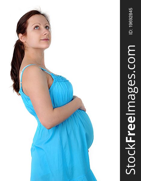 Beautiful pregnant woman in blue dress. portrait. Beautiful pregnant woman in blue dress. portrait