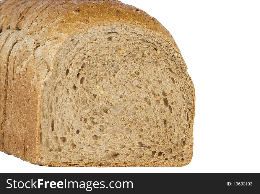 Cut loaf of bread isolated on white background. Cut loaf of bread isolated on white background