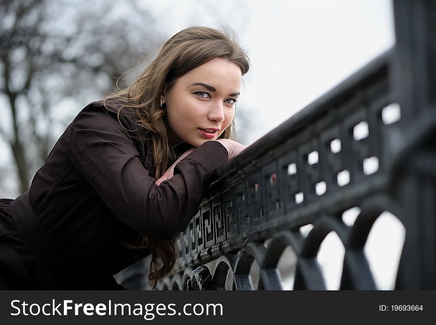 Portrait of russian woman outdoors