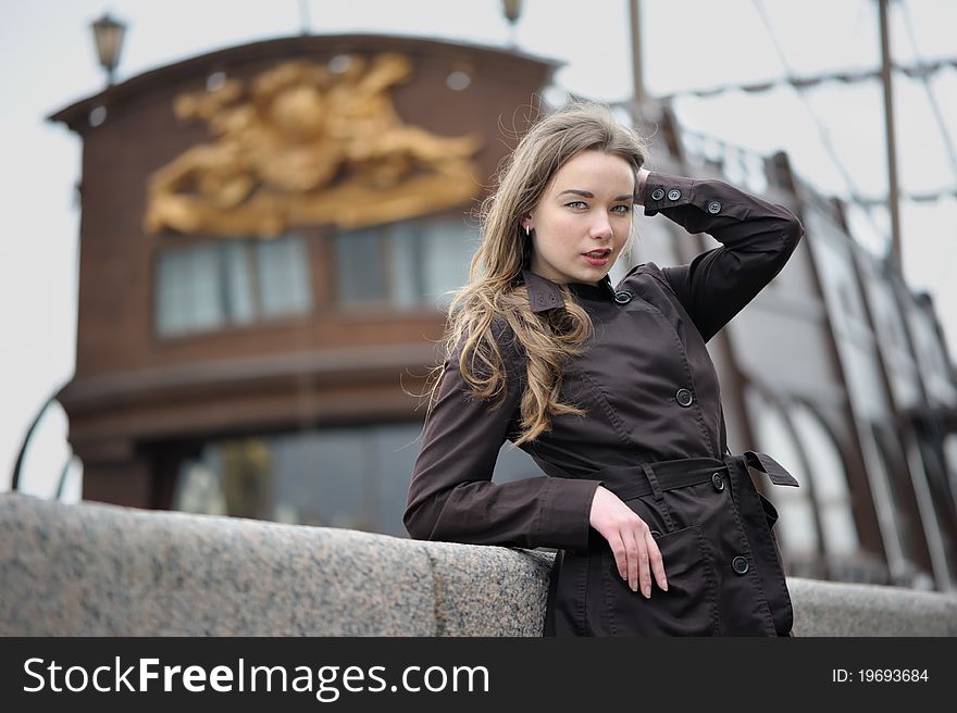 Portrait of russian woman outdoors