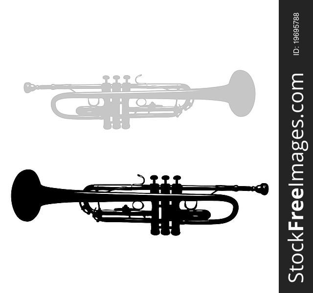 Illustration of trumpet under the white background
