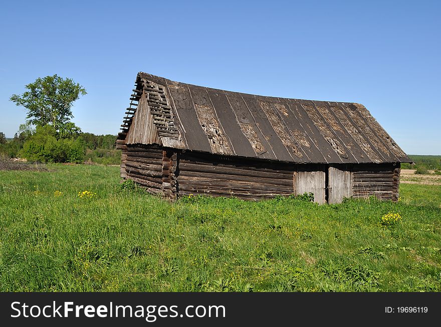Country landscape with old wooden barn. Country landscape with old wooden barn