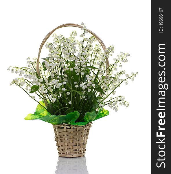 A bouquet of lilies of the valley on a white background. A bouquet of lilies of the valley on a white background.