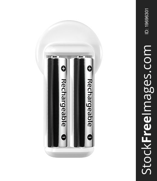 Rechargable batteries isolated against a white background
