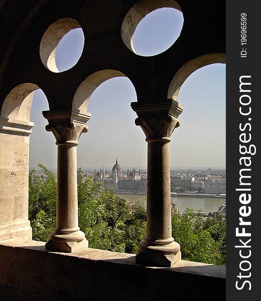 Danube bank view from fisherman's bastion Budapest