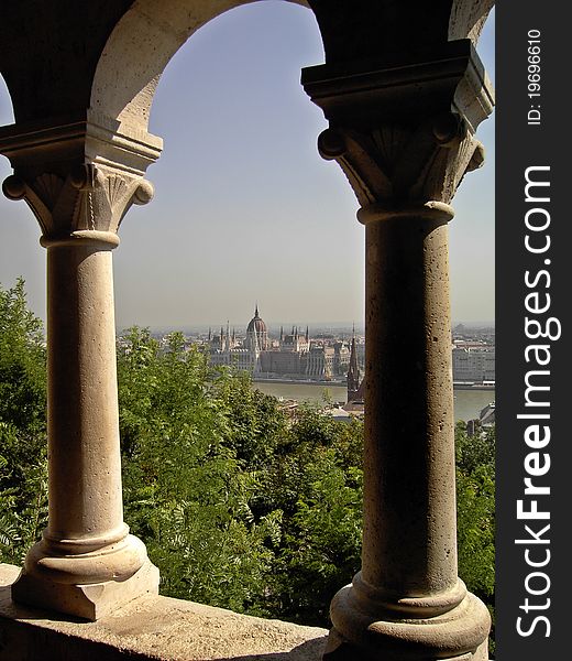 Danube bank view from fisherman's bastion Budapest