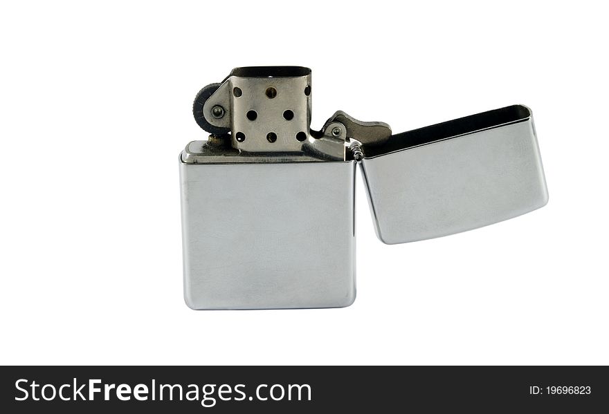 Silver metallic popular lighter isolated over white. Silver metallic popular lighter isolated over white