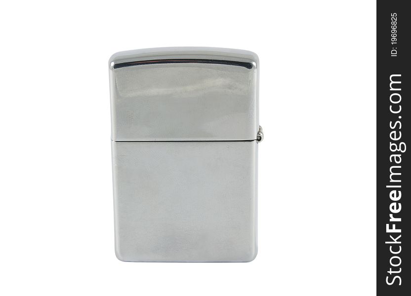 Silver metallic popular lighter isolated over white. Silver metallic popular lighter isolated over white