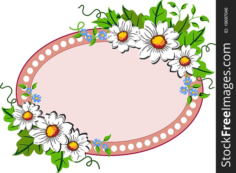 White daisy flowers oval frame with space for your text, logo or design. White daisy flowers oval frame with space for your text, logo or design