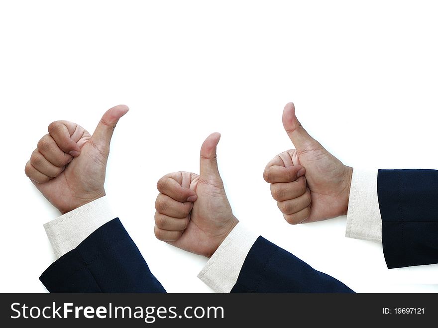 Business man thumb up isolated on white background