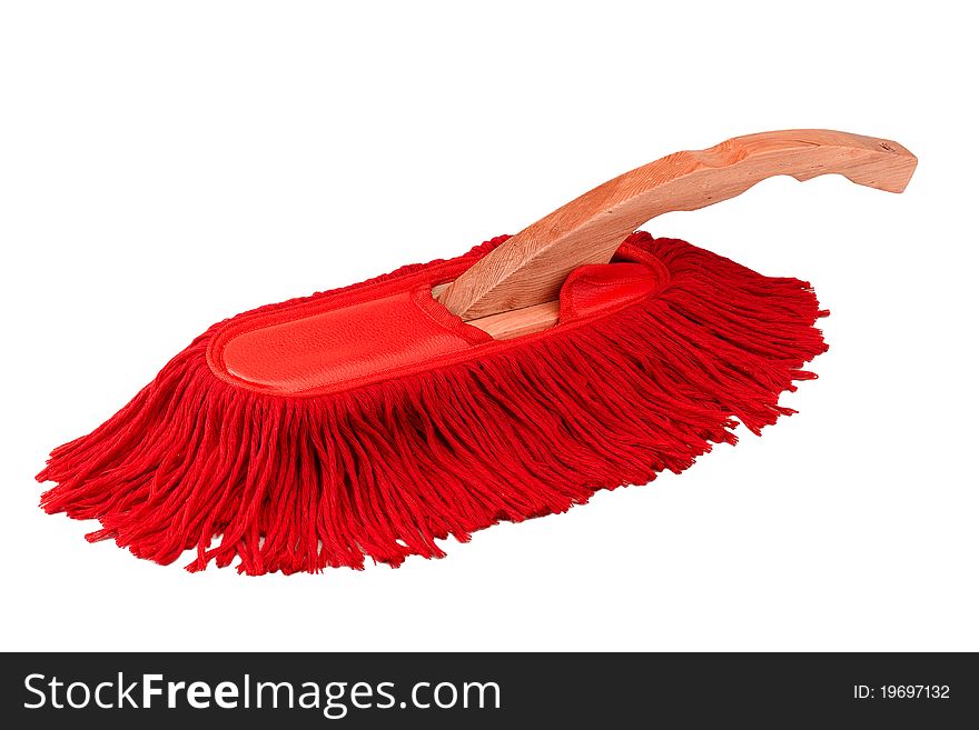 Duster cleaner brush for remove dust from your furnitures or cars, the image isolated on white. Duster cleaner brush for remove dust from your furnitures or cars, the image isolated on white
