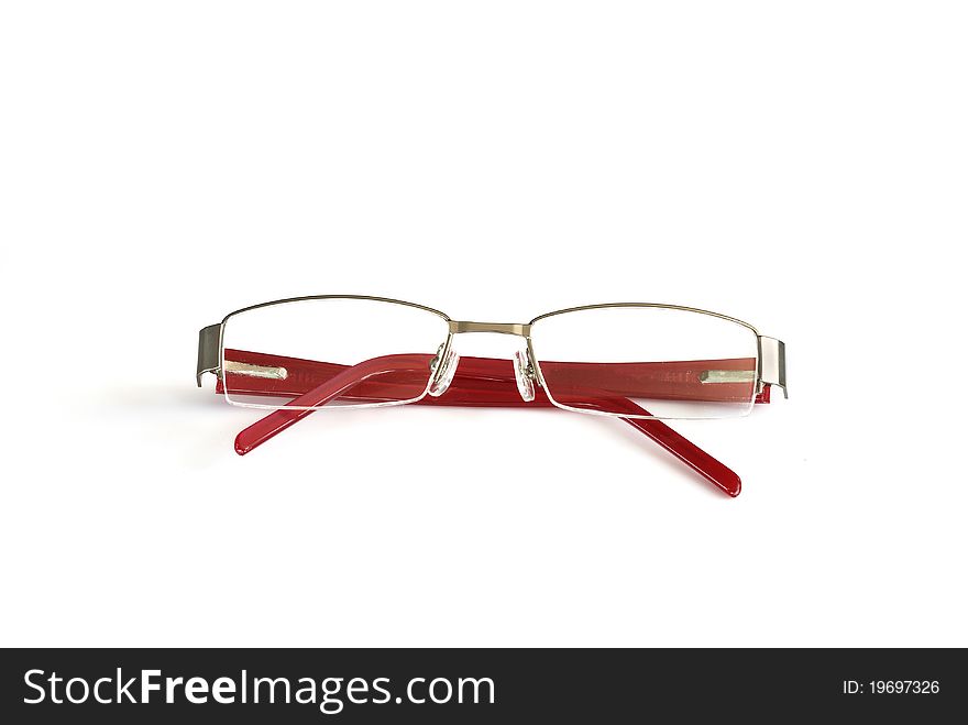 Color eye glasses frame isolated on white background