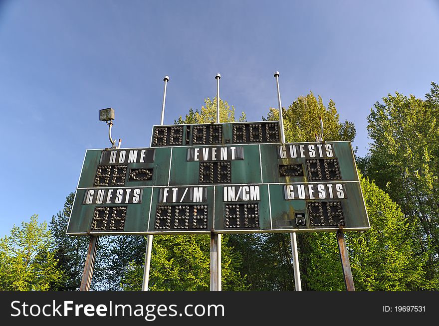 Score board at football stadium