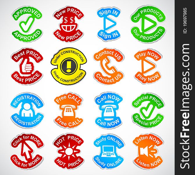 Color set of 16 stickers. Color set of 16 stickers.