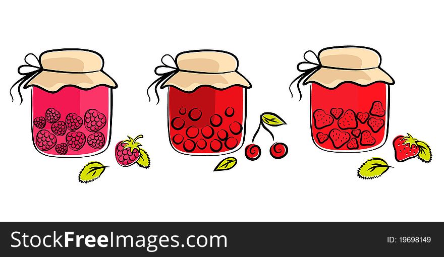 Illustration of jam jars collection