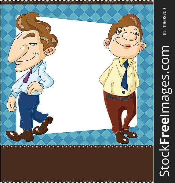 Cartoon office worker card