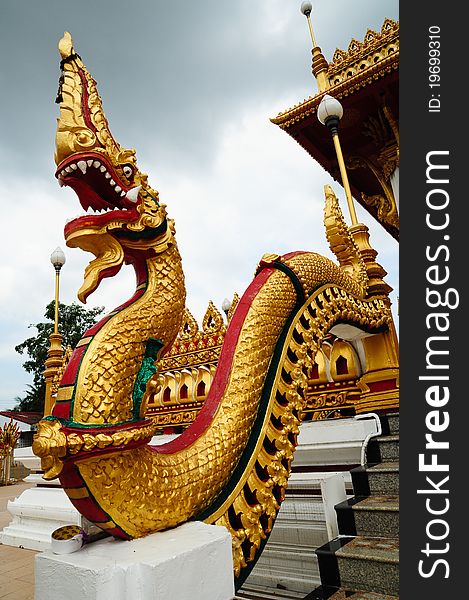 Naga Statue At Thai Temple