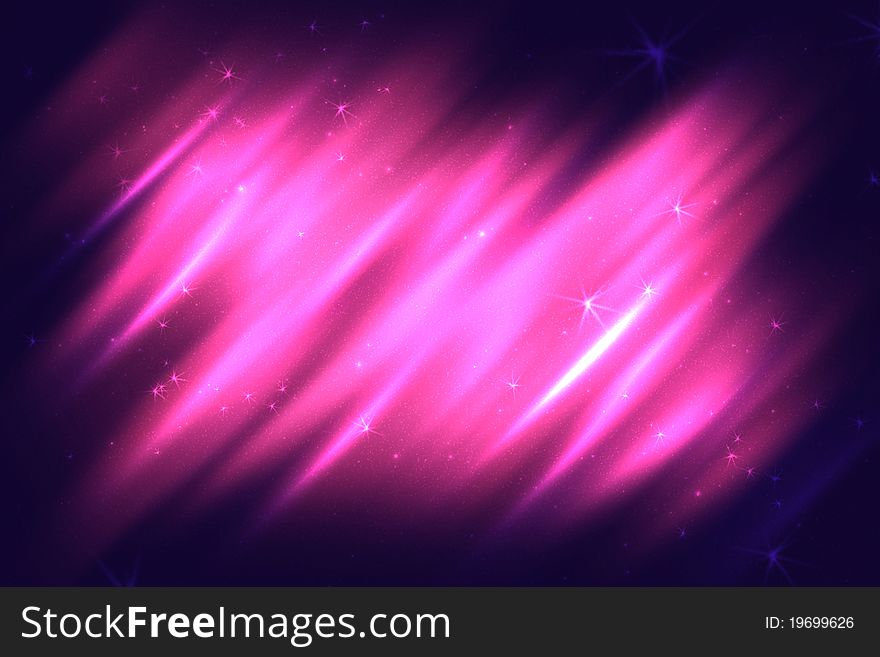 Abstract illustration of a pink light with star background. Abstract illustration of a pink light with star background