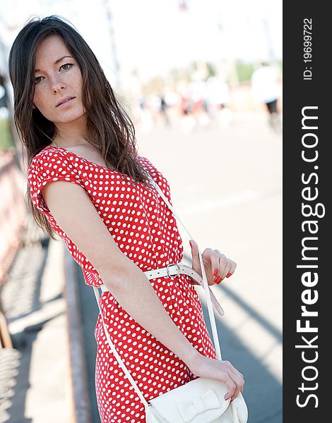 Beauty Young Woman On The Bridge