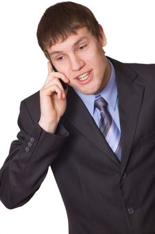 Business Man With Mobile Phone Royalty Free Stock Photos