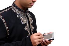 Indian Using Pda 3 With Clipping Path Stock Photos