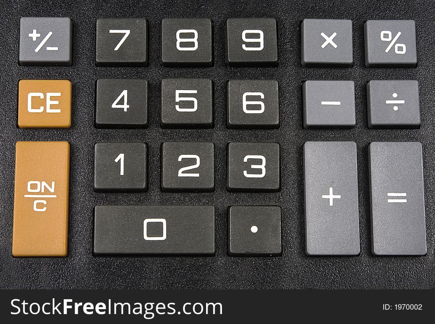 Close up of the buttons from a black calculator