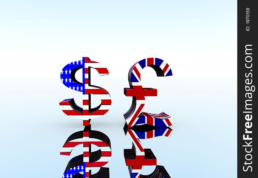 A set of US and UK currency symbols. A set of US and UK currency symbols.