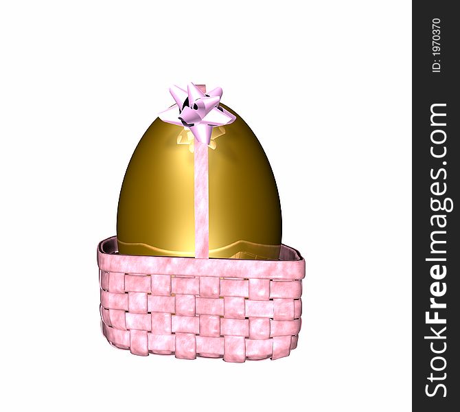 Golden Egg in Pink Easter Basket