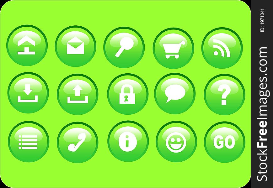 Cool Green Web Icon Set. Cool Green Web Icon Set