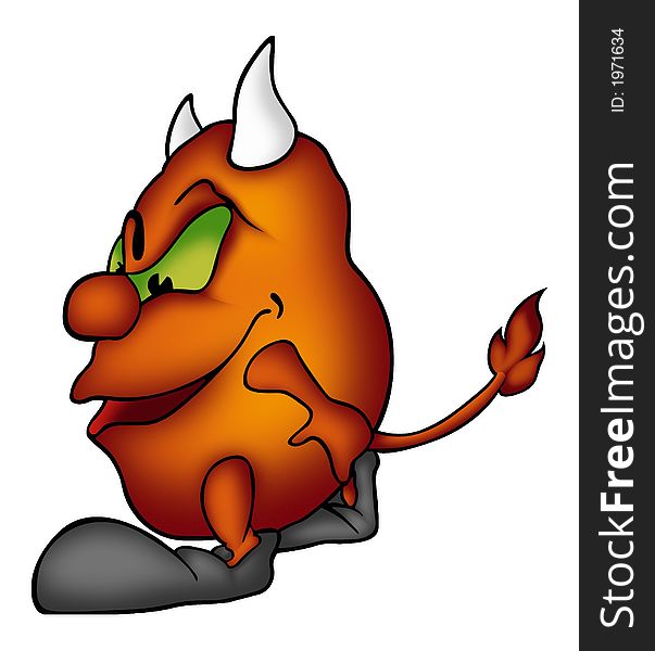 Little devil 01 - High detailed and coloured illustration - Humorous devil