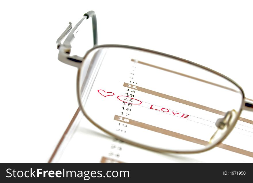 Notebook glasses and love symbol